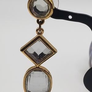 Art Deco inspired gold tone and rhinestone earrings